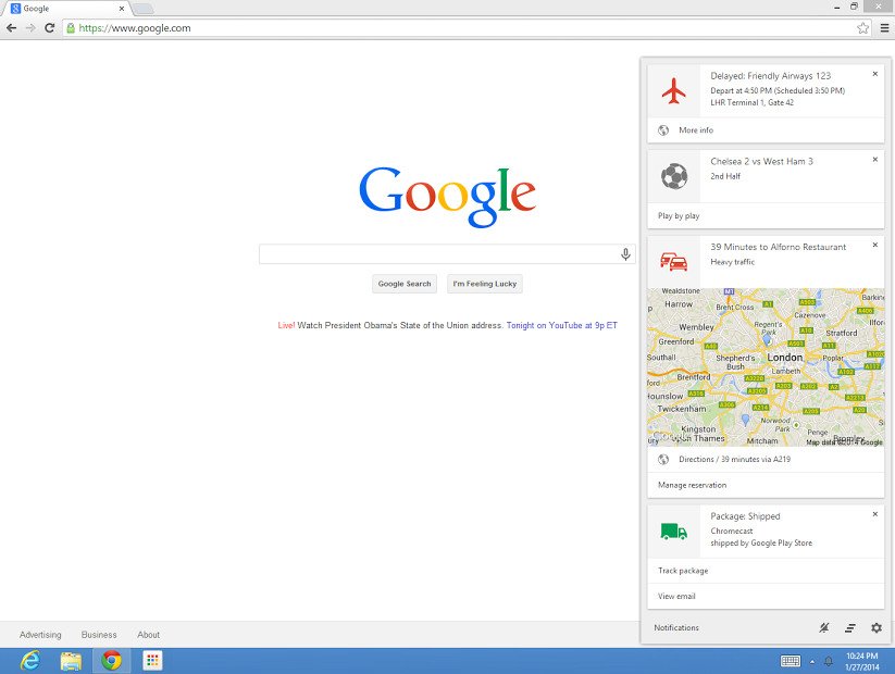 Google Now on Chrome