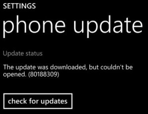 Windows phone error 80188309