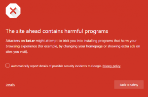 The site ahead contains harmful programs